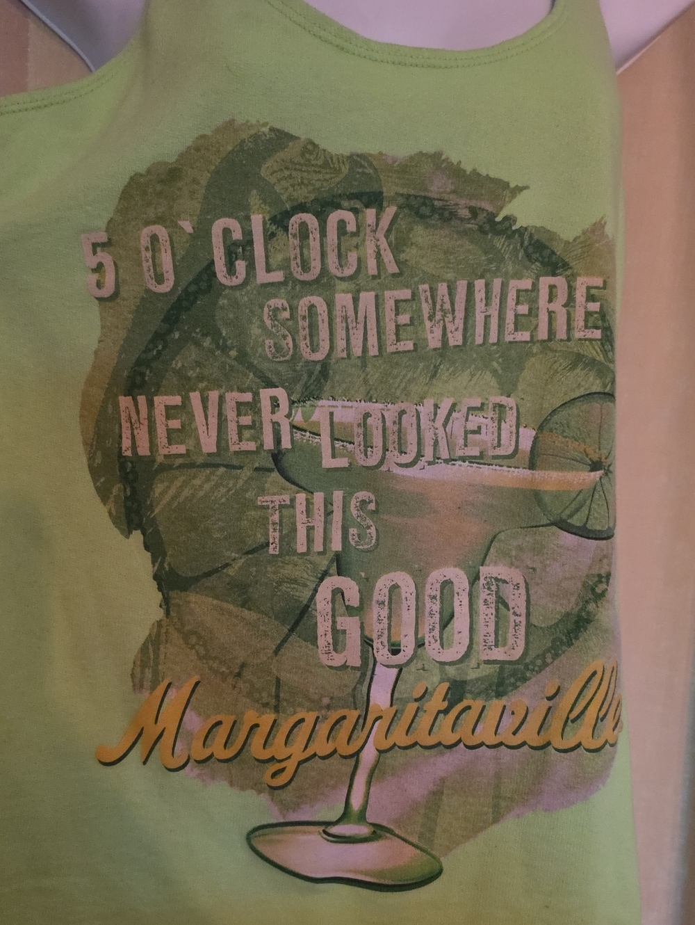Margaritaville Lime Green Graphic 5 O Clock Somewhere Tank